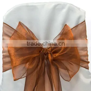 Bronze BLACK ORGANZA SASHES CHAIR BOW SASH WEDDING SASHES thumbnail-1