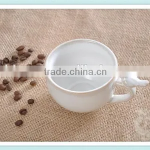 200ml Ceramic Coffee Mug With Saucer and Bird in Handle thumbnail-2