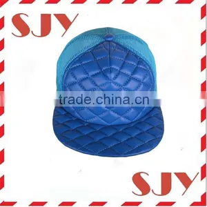 High Quality Foam Flat Bill Faux Leather Mesh Trucker Hat thumbnail-1