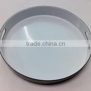 Bi-color 100%melamine Round Tray With Handles thumbnail-1