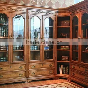 Modern 4 Drawer Bookcase With Glass Doors thumbnail-1