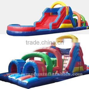 Inflatable Wet Obstacle Course Rental Commercial Inflatable Water Slide With Pool thumbnail-1