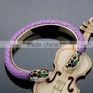 2016 Fashionable Stainless Steel Gold Plated Snake Bangle Jewelry Europe Brand Leather Bracelet thumbnail-6
