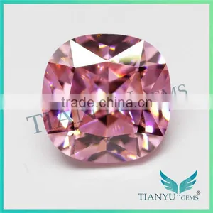 Free Sample Gemstone Processing Wholesale 8x8mm Square Cushion Cut Pink Synthetic Cubic Zirconia thumbnail-1