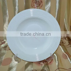 Plain White Porcelain Plate Round Shape With Modern Decal thumbnail-1