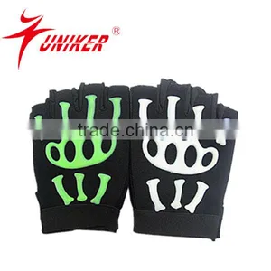 Glowing Logo Leather Cycling Gloves 1/2 Finger Leather Gloves Fingerless Weightlifting Glove thumbnail-1