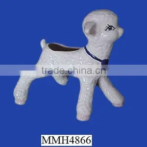 Decorative White Ceramic Sheep Planter thumbnail-1