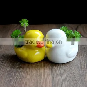 Cute Mini Duck Ceramic Pot Home Desktop Decoration Bonsai Flower Pots thumbnail-1