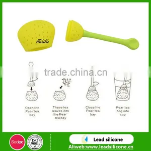 BPA Free Eco-friendly Funny Pear Design Silicone Tea Leaf Filter thumbnail-2
