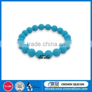 Free Sample!!colourful Silicone Bead Bracelet, Cheap Custom Silicone Bead Wristband, Silicone Rubber Ball Bracelet Band thumbnail-4