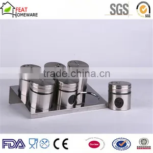Hot Sale Glass Seasoner Storage Canister Jar Set With Stainless Steel Lid thumbnail-1