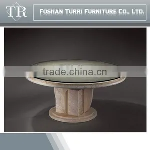 High Quality Natural Marble With Glass on Top Small Round Coffee Table thumbnail-2