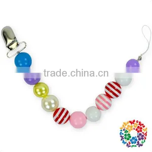 BPA Free Silicone Baby Teething Funny Pacifier Clips Beads Pacifier Holder Clip thumbnail-1