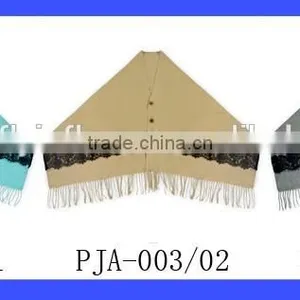 Aqua With Black Knitted Wool Shawl Collar Cardigan Women Fashion Scarve Wholesale thumbnail-6