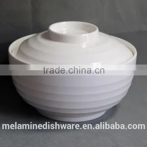 100% Melamine High Quality White Solid Color Soup Tureen Bowls With Wave Design thumbnail-1