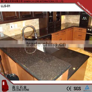 Rectangular Shape Black Galaxy Black Polished Granite Dining Countertop thumbnail-3