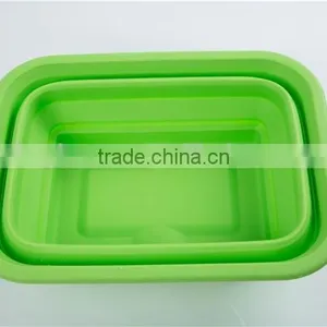 Silicone Large Vegetable Foldable Bowl,green Yellow Fruit Bowl thumbnail-3