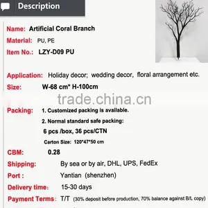 Artificial Branches Tree Artificial Coral Branches for Weeding Decoration thumbnail-2