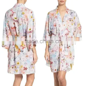 Robe For Ladies Floral Printed Wholesale Satin Robes High Quality Pajamas Sets thumbnail-1