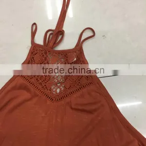 Women Lace Orange Tank Top Stock Clothing thumbnail-2