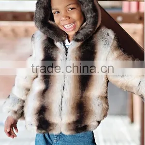 Kids Wear 2014 Coat Jackets For Children Clothing Factory Children's Chinchilla Faux Fur Hooded Parka thumbnail-1