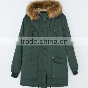 New Style Winter Wholesale Lady Coat With Big Fur Collar on h thumbnail-1