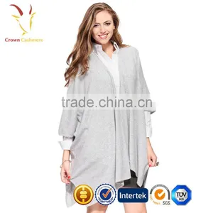 2016 New Fashion 100% Pure Knitting Cashmere Poncho for Women thumbnail-1