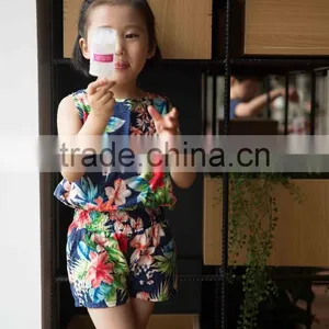 Fashion Girl Sleeveless Blouse and Panty Set 100% Viscose Blouse Set for Baby Girl Printed Flower Dress Vacation Cloth Set thumbnail-2