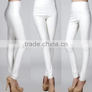 Wholesale Plain Womens Tight Pants/sexy Faux Leather High Waist Leggings Stretch PU Pants Laides Skinny Trousers thumbnail-3