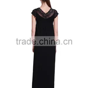 OEM Women's Seamless Black Lace Sleeveless Long Dress thumbnail-2