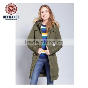 Women Winter Warm Long Down Jacket With Hood thumbnail-1