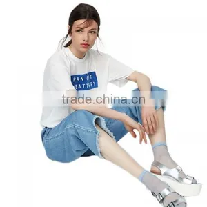 Fahion Women Top Printed Letter White Short Sleeve T-Shirts thumbnail-1