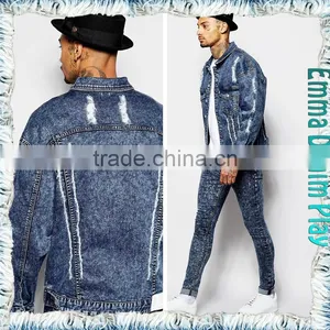 Free Shipping 2015 Fall New Design Antique Denim Long Sleeve Cowboy Man Jackets Coat thumbnail-3