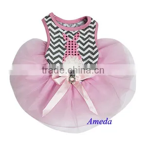 Easter Bling Bunny Rosette Gray Chevron Pink Tutu Pets Dogs Clothes Party Dress XS-L thumbnail-1