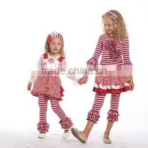 Latest Girl Ruffle Outfits Fashion Printed Prom Girls Ruffle Raglan Pants Set thumbnail-2