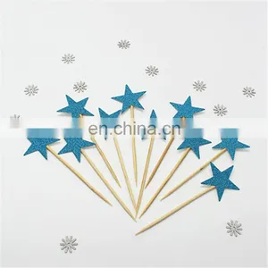 Cheap Blue Stars Paper Cupcake Toppers Birthday Cake Decorations thumbnail-1