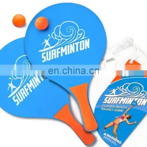 Great For Summer Fun Beach Tennis Wooden Paddle Game Set Racquet and Ball Game thumbnail-1
