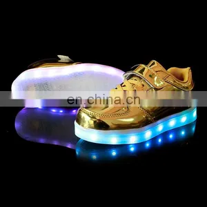 Factory Wholesale New Design Shining Mirror Finish PU Leather Children Kids LED Shoes Sneakers Footwear thumbnail-4