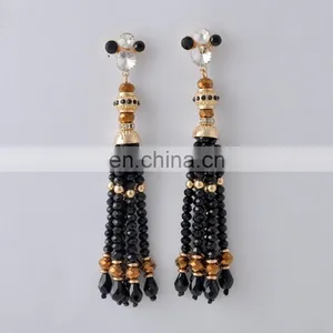 Lovely Beaded Tassel Tinsel Tdrops Earring thumbnail-1