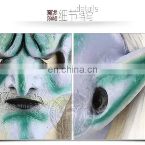 Latex Boss Horns Halloween Mask With Wigs thumbnail-2