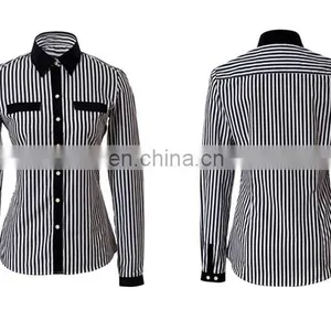 Classical Black and White Stripe Ladies Blouse or Tops thumbnail-4