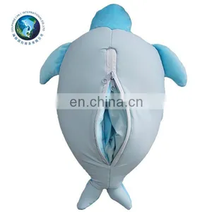 2 in 1 Memory Foam Stuffed Animal Soft Plush Blue Color Dolphin Toy u Shaped Pillow Cushion Convertible Kids Travel Neck Pillow thumbnail-4