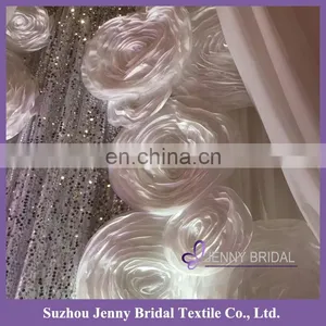 BCK114 Cheap Retractable Indian Style Luxury Hotel Curtains With Organza Flowers thumbnail-3
