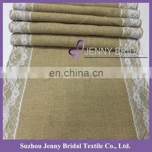 TR024C 2016 Cheap Restaurant Linen Table Runner Lace Edge Burlap Table Runner thumbnail-3