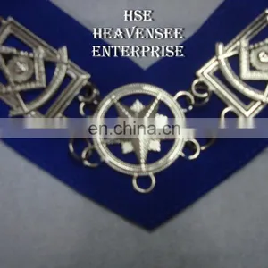 MASONIC REGALIA PAST MASTER SILVER FINISH METAL CHAIN COLLAR thumbnail-2