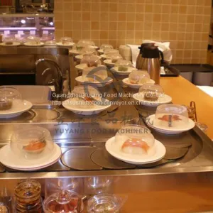 Champagne Gold / Bright White Sushi Conveyor Belt System With LED Lights thumbnail-4