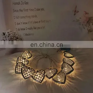 Wedding Holiday Decoration Battery Operated 10LED Metal Heart Shaped String Light thumbnail-2