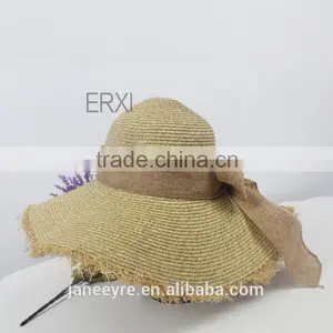 New Design Cheap Promation Straw Hat to Sinamay Bowknot Decorate thumbnail-2