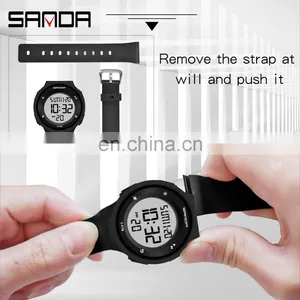 Sanda 2001 Cool Electronic Watches for Ladies Men LED Luminous Waterproof Functional Sport Digital Watch thumbnail-5