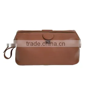 Top Grain Nappa Genuine Leather Travel Wash Bag Makeup Organizer Cosmetic Case for Men thumbnail-5